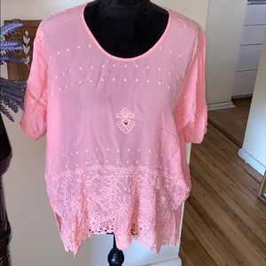 NWT JOHNNY WAS PINK PRINCESS TUNIC TOP